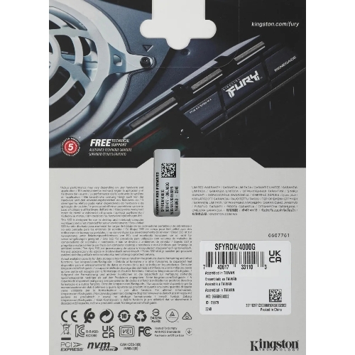 Накопитель SSD Kingston Fury Renegade, 4Tb, PCIe 4.0 x4, M.2 2280, NVMe, R/W 7300/7000, с радиатором