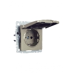 Розетка 1-местная BRITE IEK РСбш10-3-БрШ (BR-R16-16-K37) с заземлением, с защитными шторками и крышкой, 16А, IP20, шампань