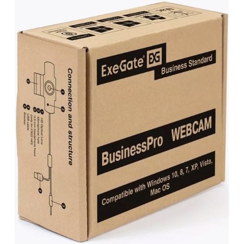 Веб-камера ExeGate BusinessPro C922 FullHD 1920x1080, 30 кадр/с, USB Type-A, микрофон (шумоподавление), универсальное крепление, штатив в комплекте
