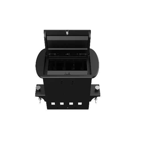 Прямоугольный металлический корпус Wize Pro WRTS-M-4CBOX-B серия M, для модульной системы врезного лючка в стол с убирающейся крышкой для установки до 4 модулей-вставок серии М, черный