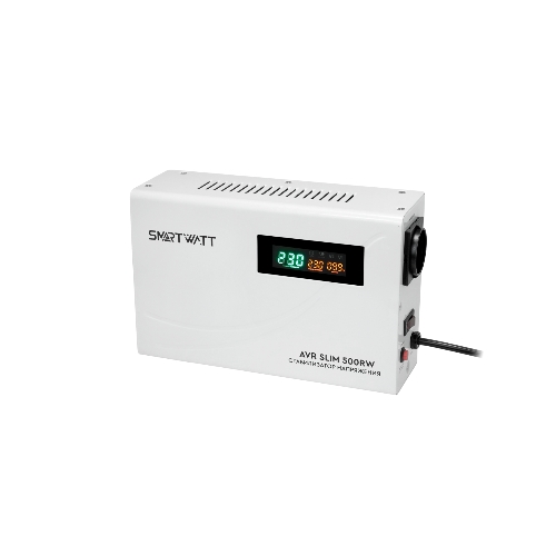 Настенный стабилизатор напряжения SMARTWATT AVR SLIM 500RW (100W - 260W, 500VA, 0.5 кВт, 50 Гц, розеток — 1, LED-диспле