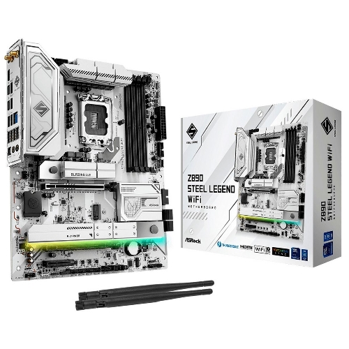 Материнская плата ASRock Z890 Steel Legend WiFi, Intel Z890, 4x4x M.2, 2x PCI-E x16, 1x PCI-E x4, 1x D-Sub нет, 1x HDMI есть, 1x DVI нет, 1x DP нет, 1x 2.5Gb LAN, Wi-Fi 802.11be, BT есть, 2x USB-C. 2x USB 2.0, 4x USB 3.2 Gen1, 2x USB 3.2 Gen2, 7.1, ATX