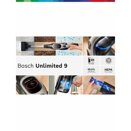 Пылесос вертикальный Bosch BCS931GAC серый, питание от аккумулятора, уборка сухая, пылесборник 0.4 л