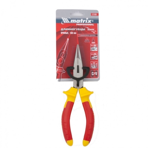 Длинногубцы Matrix прямые Insulated 17101 160 мм, двухкомпонентные рукоятки PROFESSIONAL