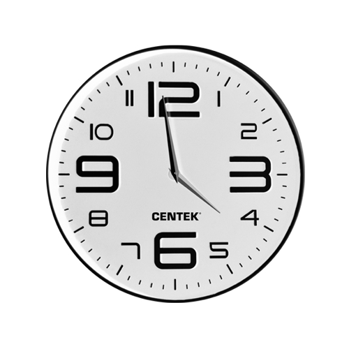 Часы настенные Centek СТ-7101 White 30 см диам., круг, объемные цифры, плавный ход