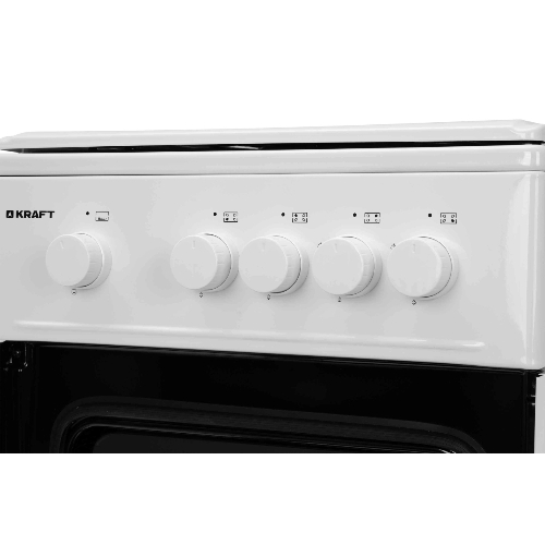 Плита газовая Kraft KF-FSK5301GW белый, конфорок 4 газовых, духовка 58 л, 50 см x 85.5 см x 55.6 см