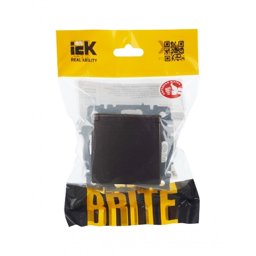 Розетка 1-местная IEK BRITE РСбш10-3-БрТБ с заземлением, с защитными шторками и крышкой, 16А, IP20, темная бронза