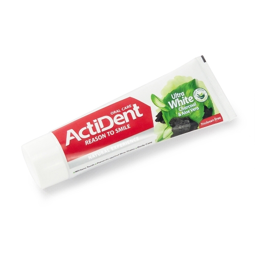 Зубная паста Active ACTIDENT отбеливающая Уголь и Алоэ вера Ultra White, без парабенов 100 г (512901006)