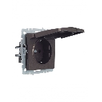 Розетка 1-местная IEK BRITE РСбш10-3-БрТБ с заземлением, с защитными шторками и крышкой, 16А, IP20, темная бронза