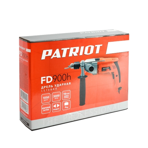 Дрель электрическая ударная PATRIOT FD 900h, 2 скорости, с ударом, мощность 1050Вт, макс.диаметр 16мм, глубиномер + дополнительная ручка