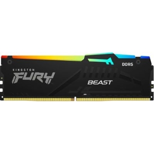 Оперативная память Kingston Fury Beast RGB, DDR5, 32GB (1x32GB), 5600 MHz, CL40, с радиатором, RGB, чёрный