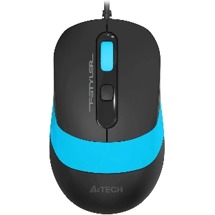 Мышь проводная A4Tech Fstyler FM10S черный/голубой, 1600 dpi, USB, кнопки - 4