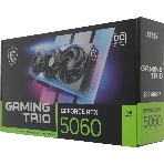 Видеокарта MSI RTX 5060 8G GAMING TRIO OC, NVIDIA RTX 5060, 8Gb, GDDR7, 128 bit, PCI-E 5.0, HDMIx1, DPx3, HDCP, 2640 MHz