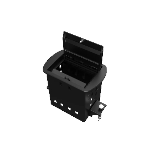 Прямоугольный металлический корпус Wize Pro WRTS-M-4CBOX-B серия M, для модульной системы врезного лючка в стол с убирающейся крышкой для установки до 4 модулей-вставок серии М, черный