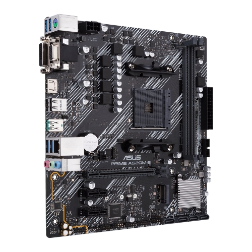 Материнская плата ASUS PRIME A520M-E/CSM, AM4, AMD A520, 2xDDR4, 4xSATA, 1xM.2, 1xPCIe 3.0 x16, 2xPCIe x1, 1xDVI-D, 1xHDMI, 1xVGA, 1x 1Gb LAN, 1xUSB-A 3.2 Gen 2, 2xUSB-A 2.0, 4xUSB-A 3.2 Gen 1, 3x3.5 мм, 7.1, mATX