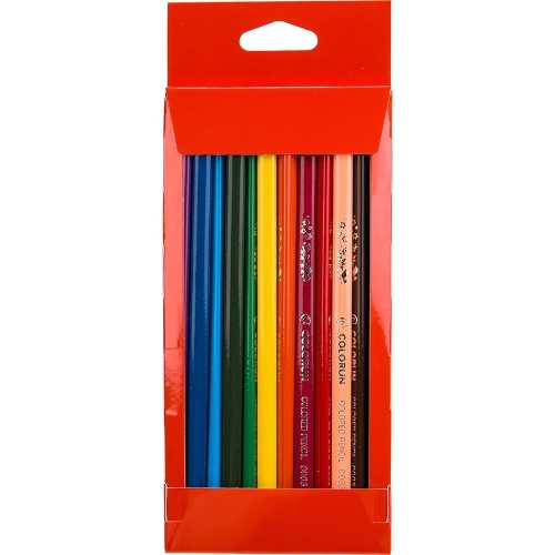 Карандаши цветные Deli EC00300 ColoRun, трехгранный профиль, тополь, 12 цветов, коробка с европодвесом