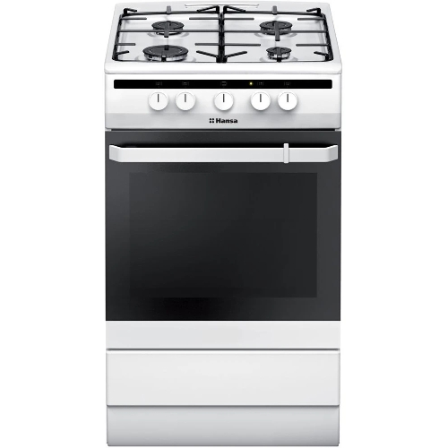 Плита газовая Hansa FCGW51001 белый, конфорок 4 шт, духовка 56 л, 50 см x 85 см x 60 см