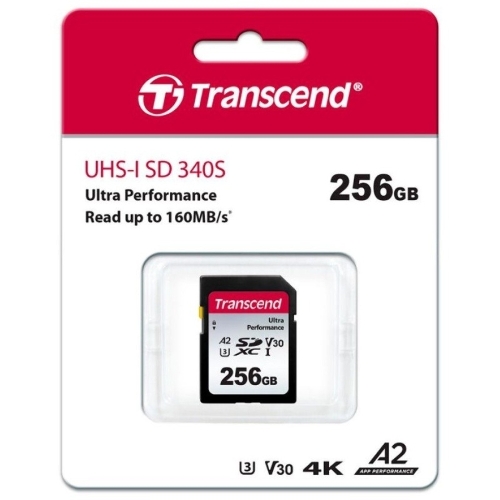 Флеш карта SDXC Transcend 340S, 256 Гб, UHS-I Class U3 V30 A2 (TS256GSDC340S)
