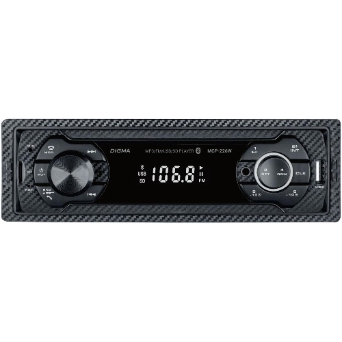 Автомагнитола Digma MCP-226W, 1 DIN, USB Type-A, AUX
