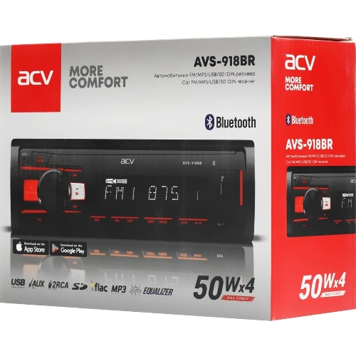 Автомагнитола ACV AVS-918BR, 1 DIN, Bluetooth, USB Type-A, AUX