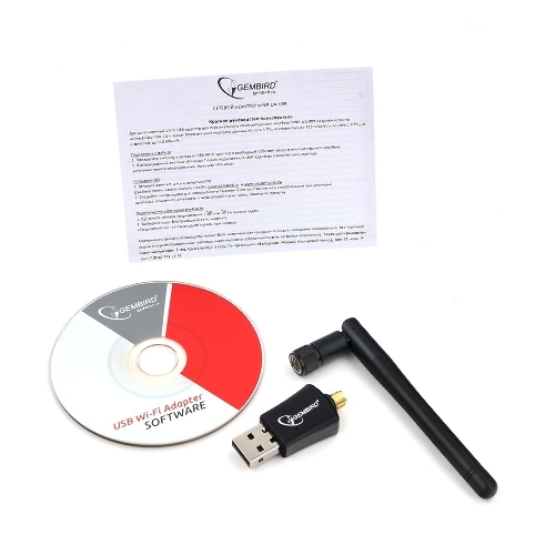 Сетевой адаптер Wi-Fi+Bluetooth Gembird WNP-UA-019, двухдиапазонный с антенной, 600Мбит, USB, 802.11b/a/g/n/a