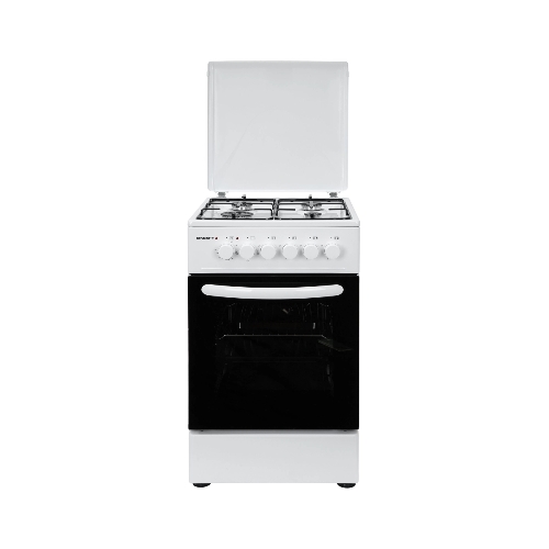 Плита комбинированная Kraft KF-FSK5302EW белый, конфорок 4 газовых, духовка 58 л, 50 см x 85.5 см x 55 см