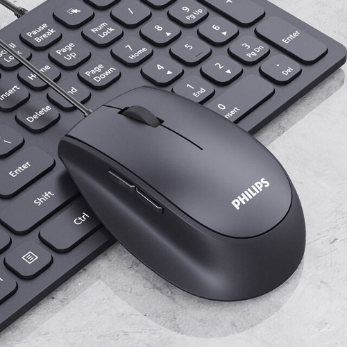 Мышь проводная Philips SPK7327 черный, 1600 dpi, USB, кнопки - 5