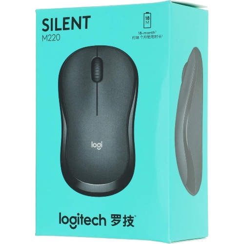 Мышь беспроводная Logitech M220 SILENT черный/серый, 1000 dpi, радиоканал, USB, кнопки - 3