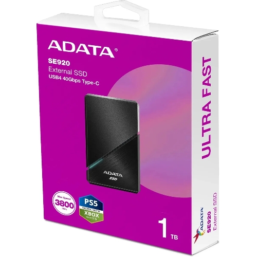 Внешний SSD ADATA SE920, 1Tb, USB 4 Type-C, R/W 3800/3700, черный