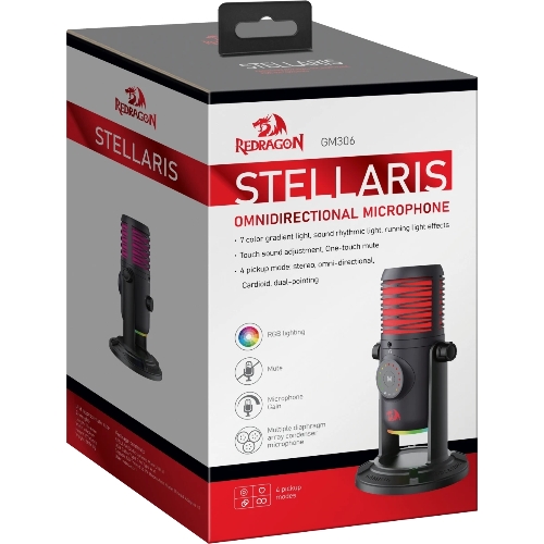Игровой стрим микрофон Redragon Stellaris GM306 USB,омнидир,подсветка_1