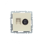 Розетка телевизионная двойная TV+RJ45 IEK BRITE РТВ/РК12-БрКр кат.5E бежевый