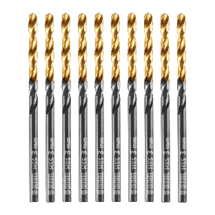 Сверло по металлу Denzel 3 мм, HSS-Tin, Golden Tip, 10 шт.