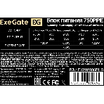 Блок питания ExeGate 750PPE, 750W, (ATX, APFC, SC, КПД 80% (80 PLUS), 12cm fan, 24pin, 2x(4+4)pin, 4xPCI-E, 6xSATA, 3xIDE, черный, кабель 220V 1,8м с защитой от выдергивания)