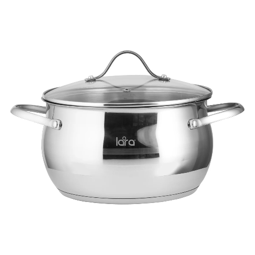 Кастрюля LARA LR02-35 Apple 6,1 л 24x13,5 см, нержавеющая сталь, крышка стекло