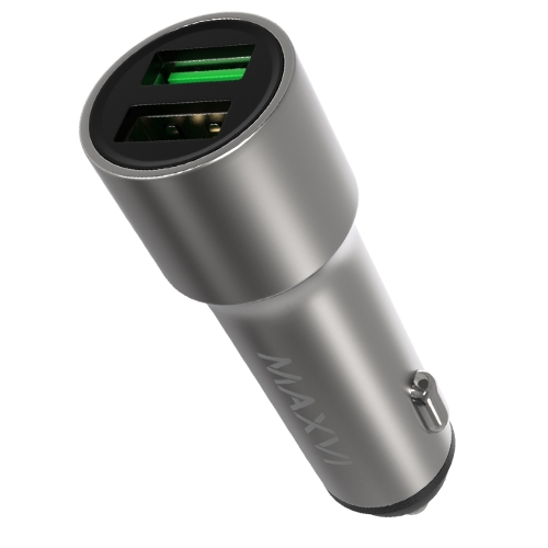 Автомобильное зарядное устройство Maxvi CCM-M242 metallic silver 2.4A 2xUSB