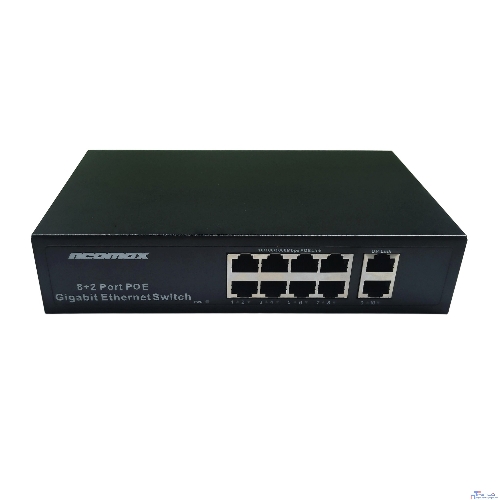 Коммутатор неуправляемый NEOMAX NMS-110PoE-1000-S, 10 портов 1000 Mbps, 8xPoE, металл