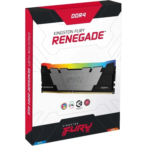 Оперативная память Kingston Fury Renegade, DDR4, 8GB (1x8GB), 3600MHz, CL16, DIMM, с радиатором, RGB, серебристый/черный