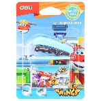 Степлер настольный Deli E0249 Super Wings 24/6 26/6 (12 листов), ассорти, 40 скоб, металл/пластик блистер