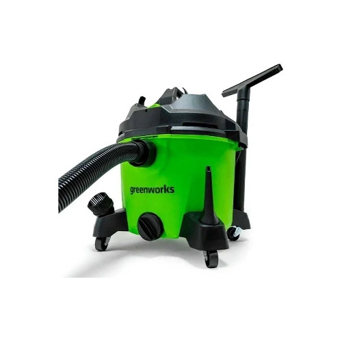Строительный пылесос GreenWorks G120WDV (4701207) зеленый, 1300 Вт, уборка сухая/влажная, пылесборник контейнер, 34 л