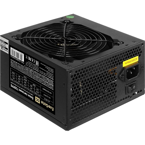 Блок питания ExeGate 750PPE, 750W, (ATX, APFC, SC, КПД 80% (80 PLUS), 12cm fan, 24pin, 2x(4+4)pin, 4xPCI-E, 6xSATA, 3xIDE, черный, кабель 220V 1,8м с защитой от выдергивания)