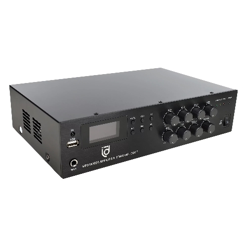 Микшер-усилитель Intrend ITMXAMP-120MT MP3, FM тюнер, USB, Bluetooth, 2хMic/3хLine входы, 1хLine выход,120 Вт, 4/8Ом/100V, IR-пульт в комплекте