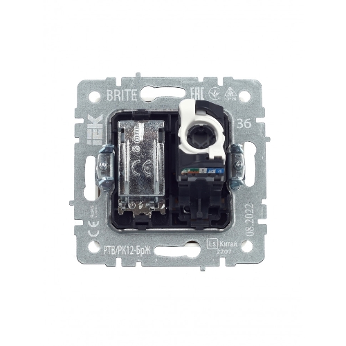 Розетка телевизионная двойная TV+RJ45 IEK BRITE РТВ/РК12-БрЖ кат.5E жемчуг