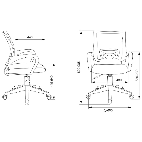 Кресло Бюрократ CH-W695NLT TW-04 TW-12 темно-серый, сетка/ткань, 120 кг, механизм качания