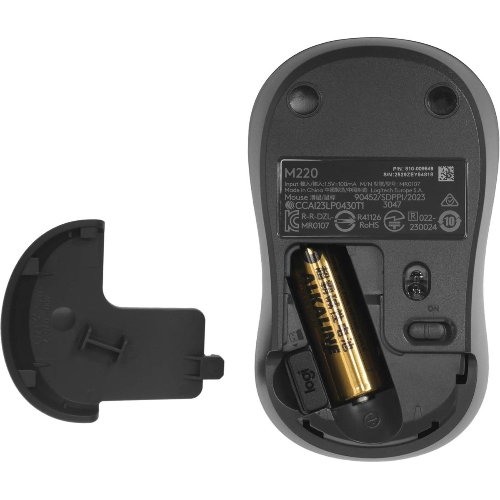 Мышь беспроводная Logitech M220 SILENT черный/серый, 1000 dpi, радиоканал, USB, кнопки - 3