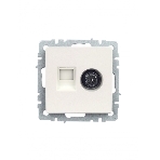 Розетка телевизионная двойная TV+RJ45 IEK BRITE РТВ/РК12-БрЖ кат.5E жемчуг