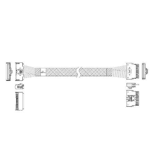 Кабель Amphenol RMC74-5874, MCIO x8 74P (прямой Straight Type) TO Slimline SAS x8 74P (SFF8654, прямой Straight Type), 85 Ohm, L:100 см