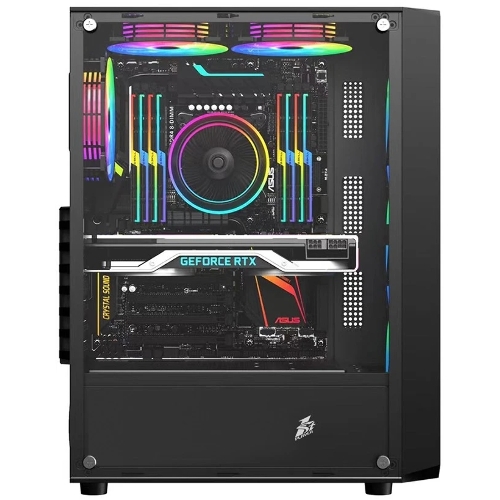 Компьютерный корпус 1STPLAYER FD3 Black, ATX, 4x120мм LED fans inc.