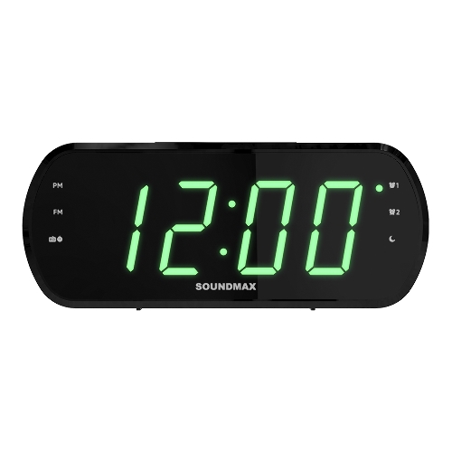 Радиочасы Soundmax SM-1562U (черный с зеленым)