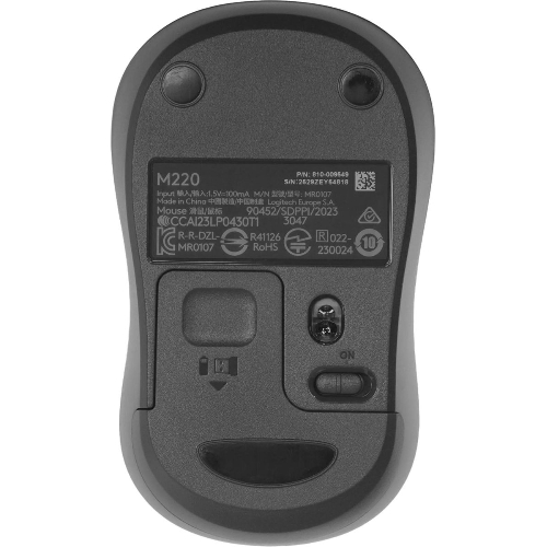 Мышь беспроводная Logitech M220 SILENT черный/серый, 1000 dpi, радиоканал, USB, кнопки - 3