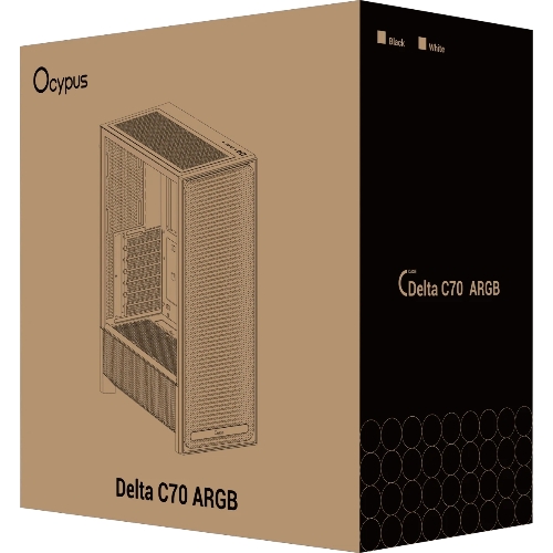 Корпус Ocypus Delta C70 BK ARGB, Midi-Tower, чёрный, 4 x 120 мм
